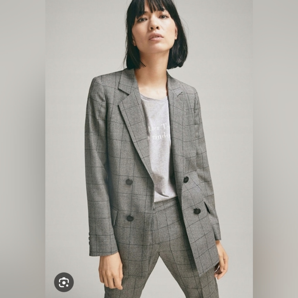 ❌SOLD❌Massimo Dutti Charcoal Checkered Blazer